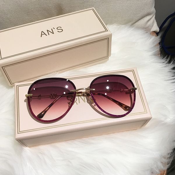 

2021 summer ms 2021 diamond sunglasses female imitation rhinestones gradient color uv400 women a520, White;black
