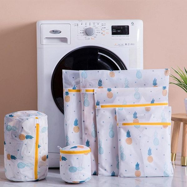 

laundry bags pineapple printing zippered mesh bag polyester washing net for underwear sock machine pouch clothes bra