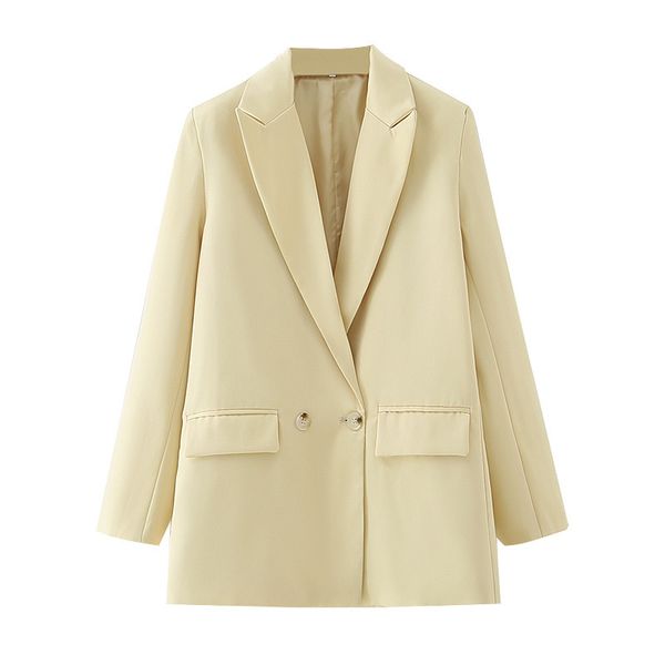 

blsqr yellow women blazer formal s lady office work suit pockets jackets coat femme 210430, White;black