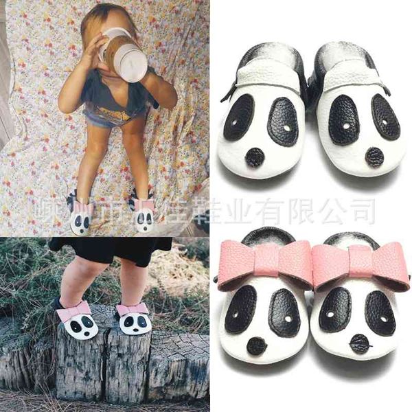

2019 cartoon panda boys and girls 0-5 years old toddler bow tassel baby shoes