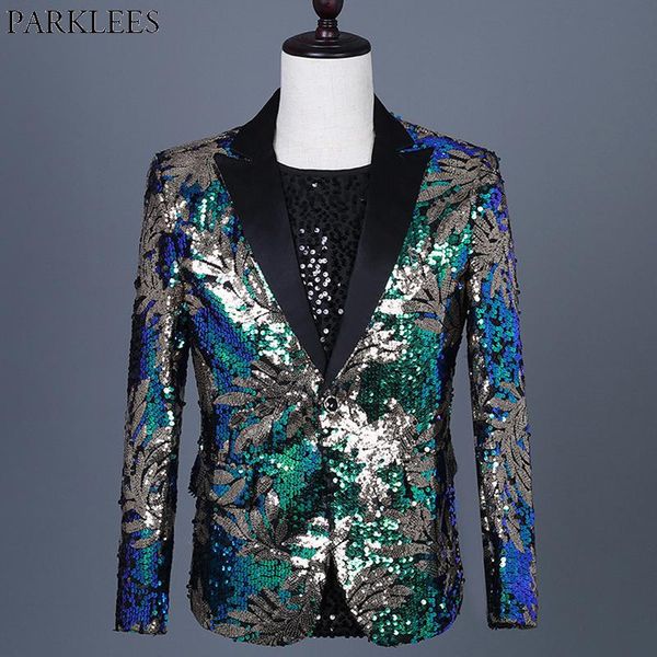 

men's suits & blazers shiny sequin glitter blazer jacket men casual slim fit lapel collar mens tuxedo suit stage singer party dj host c, White;black