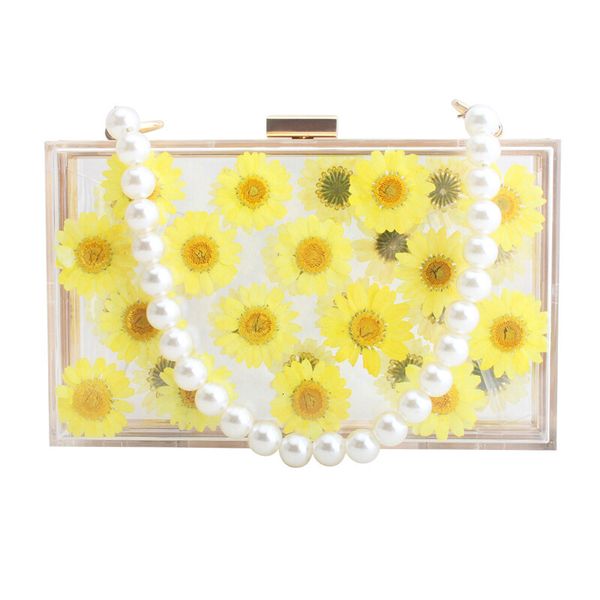 

fashion evening bag acrylic transparent flower square for spring and summer 2021