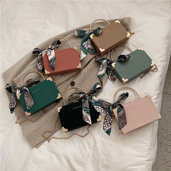 

2021 summer spring and silk scarf box women's fashion trend handbag chain one shoulder messenger bag