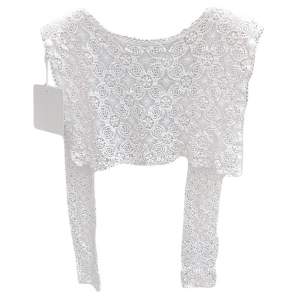 

scarves lightweight short sweet crochet embroidery cotton floral woman neckerchief hollow shawl clothing ornament, Blue;gray