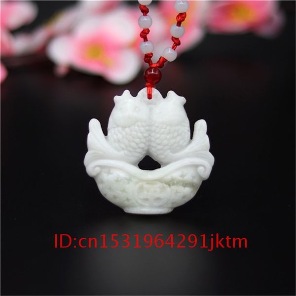 

jade gifts fashion pendant charm amulet accessories white men natural carved jewelry chinese pisces for necklace, Silver