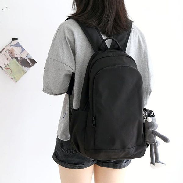 

backpack big capacity solid color cotton fabric lapbackpacks college school student book bags boys teenager travel