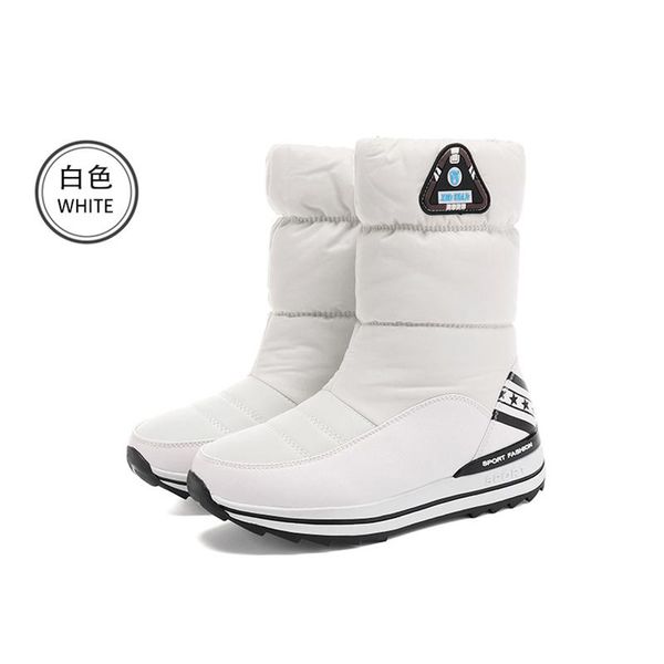 

boots women's snow 2021 winter down feather female flat tube fur women waterproof plus velvet cotton, Black