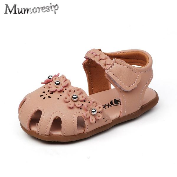 

toddlers girls shoes baby infants born girl kids sandals with floral toe-capped anti-kick sweet princess sandal, Black;red