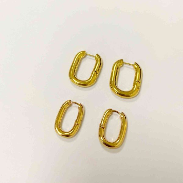 

french very simple wind u-shaped brass gold plating texture simple cold wind personalized hoop earrings, Silver