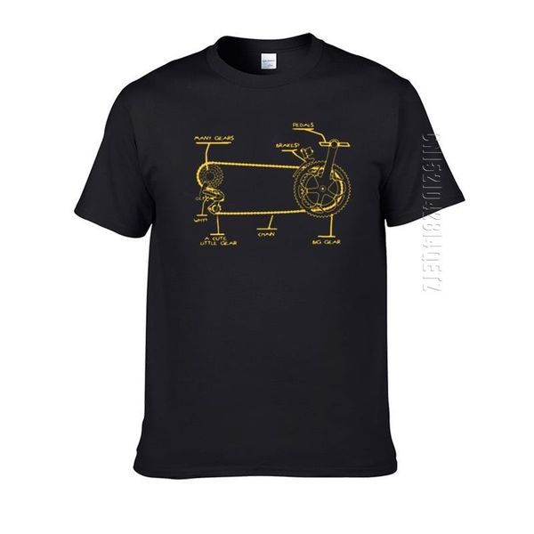 

men's t-shirts bicycle chain t-shirt men funny o neck t shirt gift bike gears shift cycling tshirt for male cotton casual tees, White;black