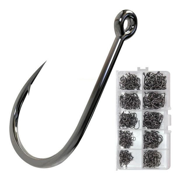 

500pcs/pack fishing hooks set carbon steel single circle fishhook jip barbed carp sea tackle accessories