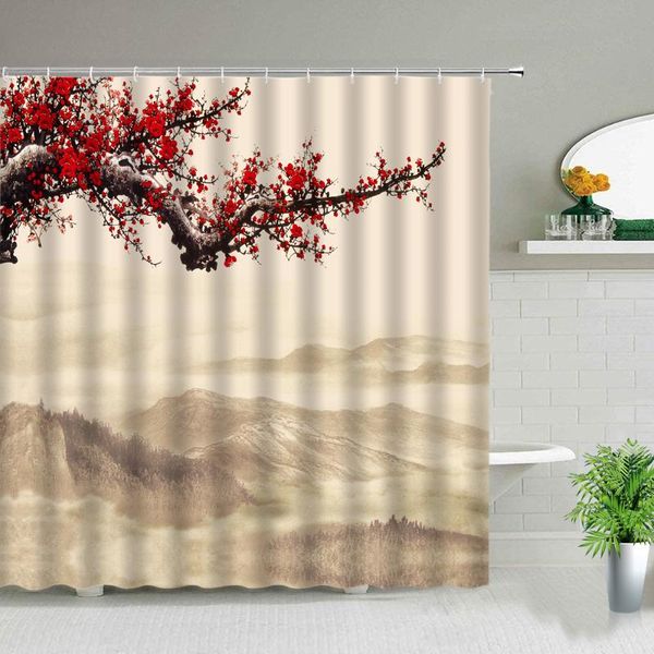 

modern chinese style flower plant scenery shower curtains garden background wall decor dandelion floral green leaf bath screen