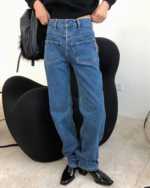 

woman cotton straight blue inside out jeans women's