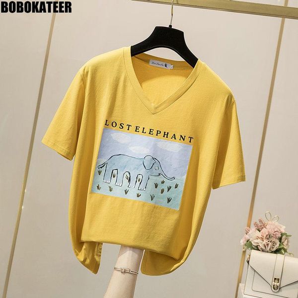 

short sleeve t shirt women kawaii clothes pink loose summer woman oversized tshirt printed v neck white plus size 4xl 2021 women's t-s