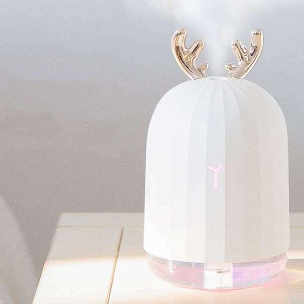 USB Deer Luftbefeuchter Ultraschall Cool Mist Entzückende Mini mit LED-Licht Auto Aromatherapie Ätherisches Öl Diffusor 210724