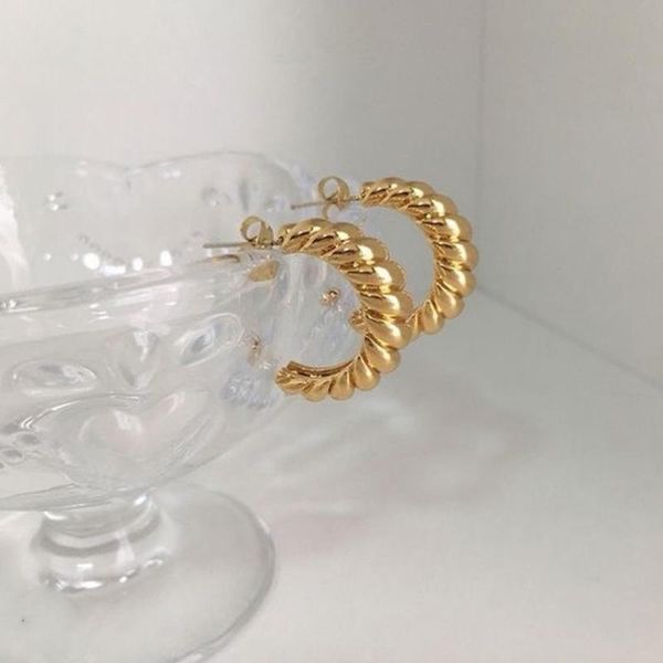 

hoop & huggie nickel&lead 316l stainless steel with 18k gold plating minimal croissant earrings for women french delicate hoops, Golden;silver
