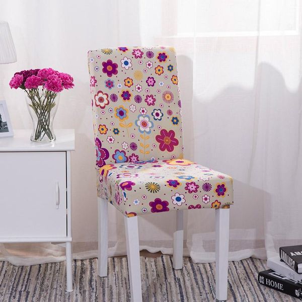 

chair covers pink cartoon flowers print elastic cover removable washable seat for dining room home decoration