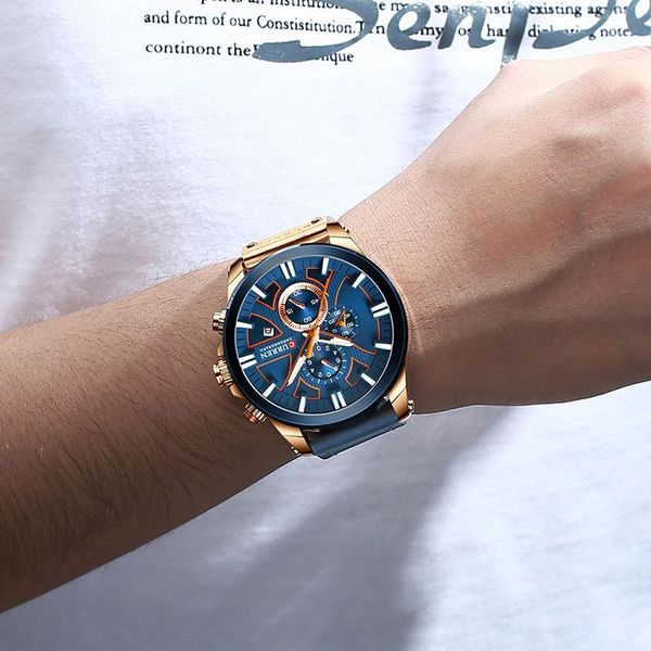 

wristwatches curren montre homme casual sports waterproof date clock fashion brand leather large dial quartz watch chronograph men, Slivery;brown
