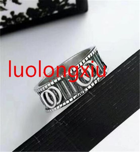 

2020 new men's width fashion vintage ring engraving couple ring wedding jewelry gift love ring with box, Silver