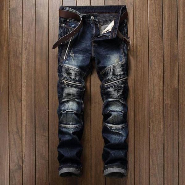 

men's jeans 2021 drop casual men slim fit hip hop denim men`s motorcycle pants, Blue