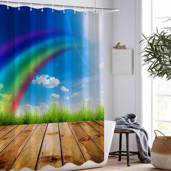 

shower curtains 3d rainbow on the cloud printed bath curtain waterproof bathroom accessories with hook home decoration