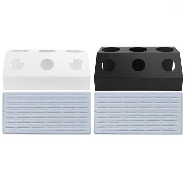 

storage bottles & jars container kitchen items soda bottle drainer table3 holes draining rack with pad for dining room plastic