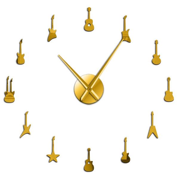 

nordic modern acrylic wall clock 3d guitar music diy large room decoration rock watch clocks