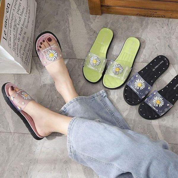 

female summer korean style outer shoes student dormitory home bathroom non-slip soft bottom fashion sandals and slippers, Black