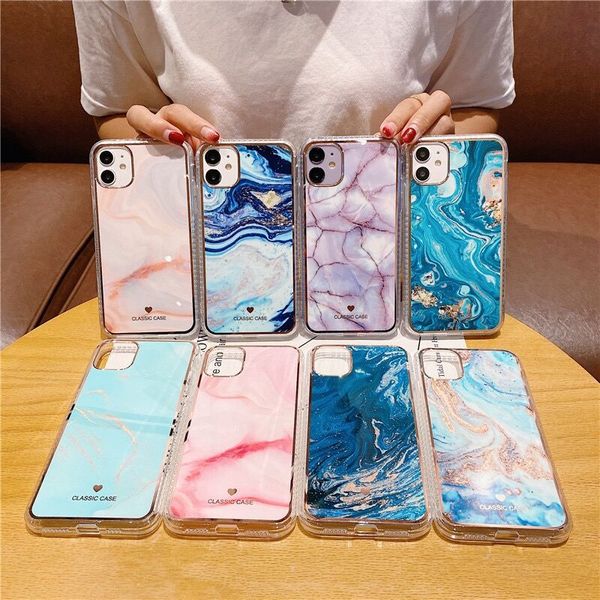 Casos de telefone de mármore brilhantes de luxo capa de iPhone em aquarela 14 mais 13 12 11 Pro Max XS XR x 6s 7 8 Plus Capa
