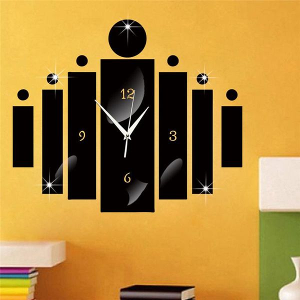 

wall clocks mirror clock stickers diy rectangular 3d stereo mute for home decoration h99f