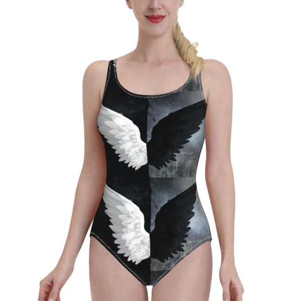 

women's swimwear angel racerback active swimsuit one piece lap racing bathing sports suits backless beachwear suit training bikini, White;black