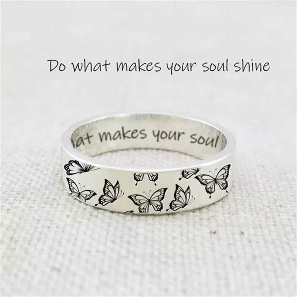 

ring 2021 new trendy vintage simplicity carved butterfly s for women men bohemian delicate handmade female wedding gift, Golden;silver