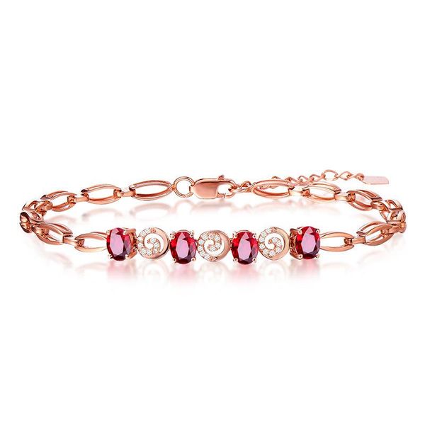 

link, chain moonrocy rose gold color oval red crystal bracelet cubic zirconia bangle wedding party jewelry for girls women gift, Black