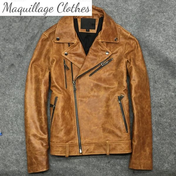 

arrival men's genuine leather jackets coat fashion vintage cow biker s-4xl size d952 & faux, Black