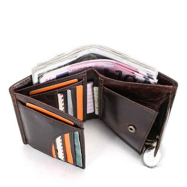 

wallets leather men's wallet vertical cow multi-function european and american 219, Red;black