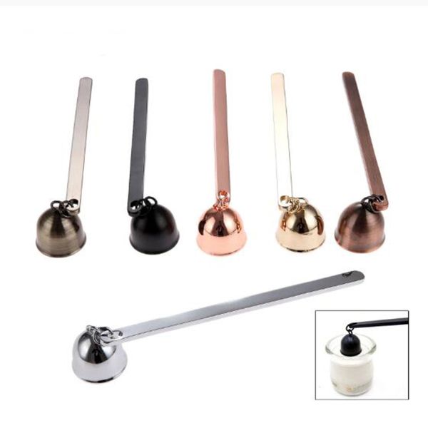 Vela snuffer sino forma de aço inoxidável vintage vintage pavio extintor colocar fora chama home rosa ouro prata prata bronze