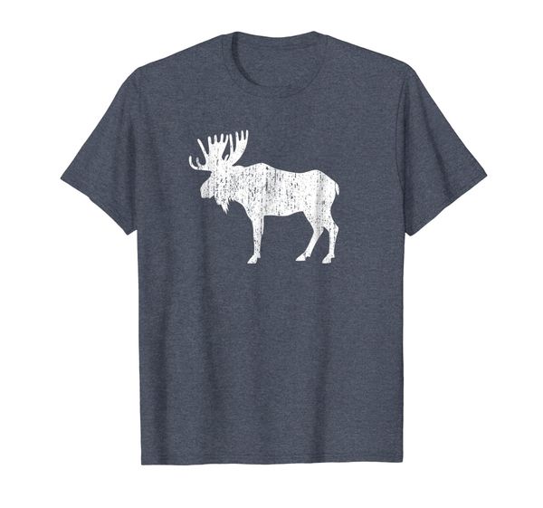 

retro vintage distressed moose t-shirt, White;black