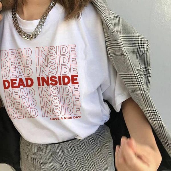 

dead inside letters summer short womens t shirt sleeved white tees harajuku big size loose casual fashion female funny