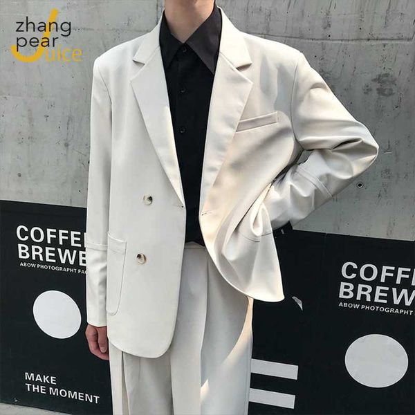 

men's cotton dress blazer hombre white single-breasted masculino wedding prom fashion casual men stylish suits & blazers, White;black
