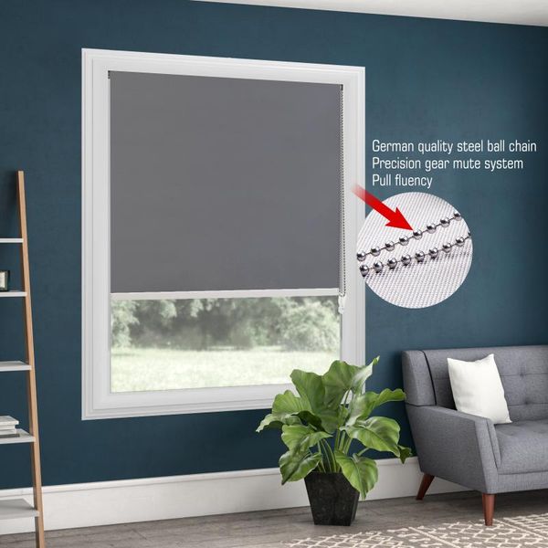 

blinds 100% blackout metal bead rope gray roller thermal shade window customized