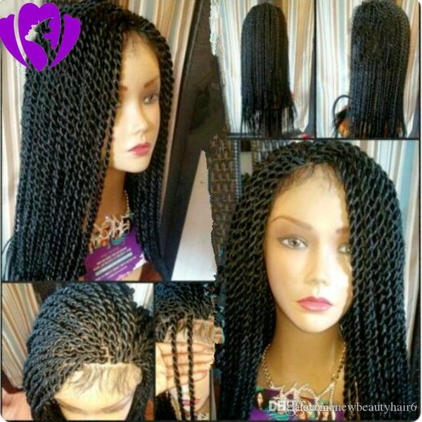 

10 -30inches long senegalese twist full wig black /brown /blonde color synthetic lace front wig afro twist braids wigs for black women