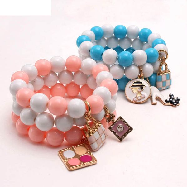 

girls bracelet jewelry childrens accessories pendant children baby beads cuff bracelets fashion b7925, Red;brown