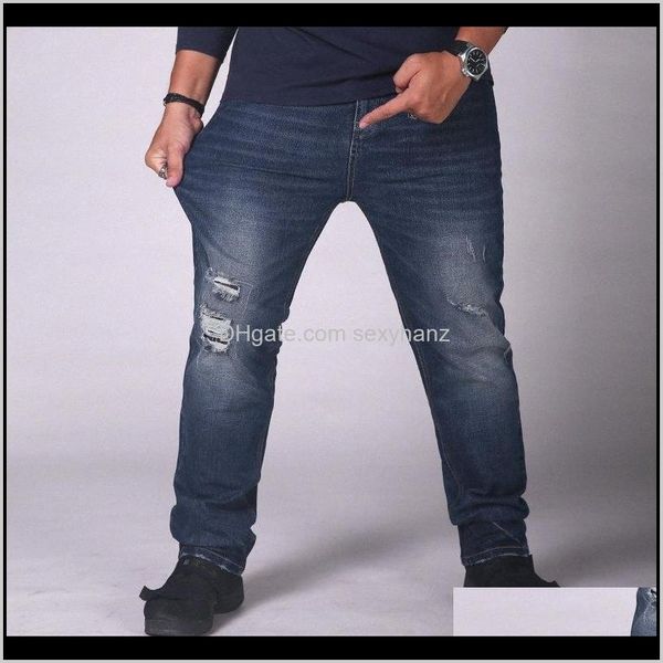 

mens clothing apparel drop delivery 2021 plus size 30-48 fashion slim fit straight denim trousers blue casaul jeans men business pants male