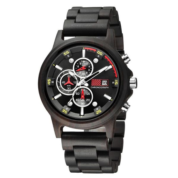 

wristwatches arrival real wood clock sandalwood watch big face chronograph oem custom logo watches men holzuhr herren, Slivery;brown