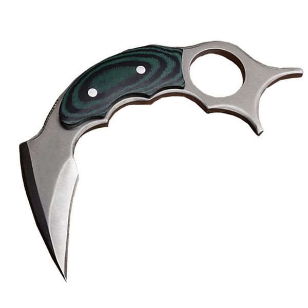 Karambit faca 440C lâmina de cetim completo tang micarta lidar com facas de garra fixa facas táticas com bainha de couro H5452