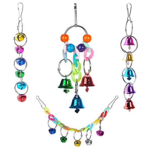 

other bird supplies 4pcs parrot bell toy funny cage decoration hanging hamster parakeet pigeons cockatiel house accessories