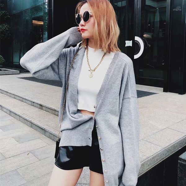

women's sweaters women autumn gray sweater double side single breasted fashion cardigan female loose both wear c, White;black