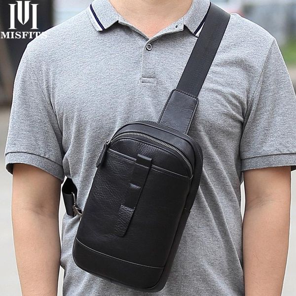 

fashion men's leather chest bag casual one-shoulder diagonal outdoor running mountaineering waist bags