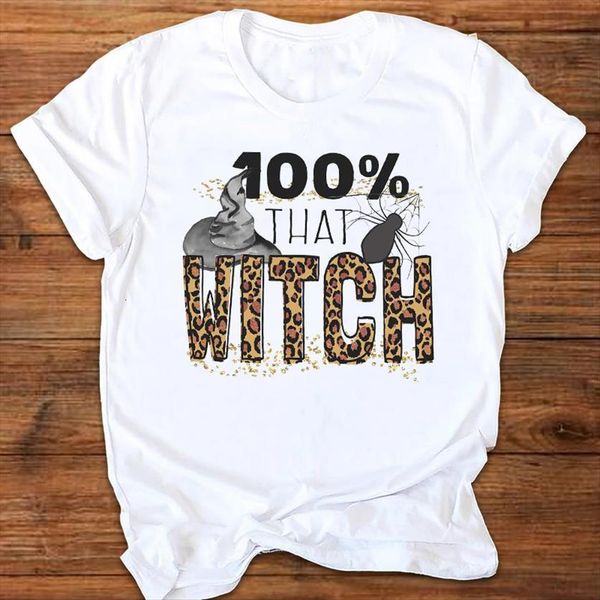 

graphic leopard witch thanksgiving autumn women t shirts halloween print clothes tees female shirt womens, White