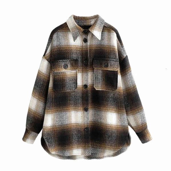 

women's blouses & shirts plaid women oversize woolen fashion ladies soft thick shirt party female elegant loose vintage girls chic shi, White